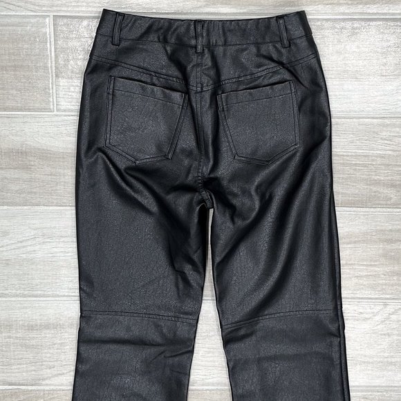 Princess Polly Macey High-Rise Straight Leg Vegan Faux Leather Pants in Black - Picture 9 of 16
